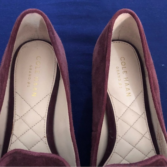 Cole Haan Tali Bow Suede Loafer Cordovan Burgundy Color Gold Hardware Size 5 B - Picture 4 of 11